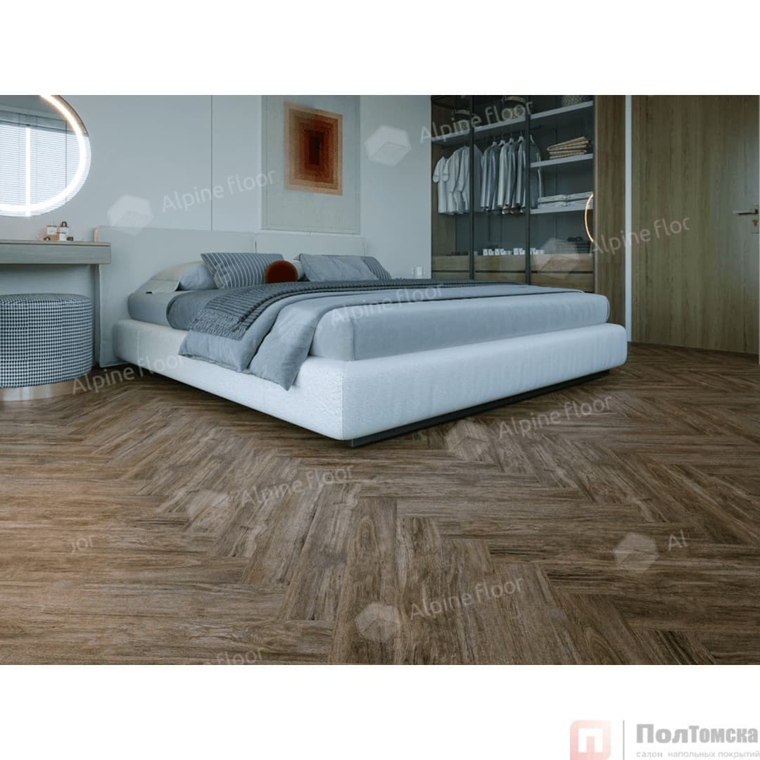 Ламинат Alpine Floor Original  Herringbone 8 Pro Дуб Бордо LF102-10
