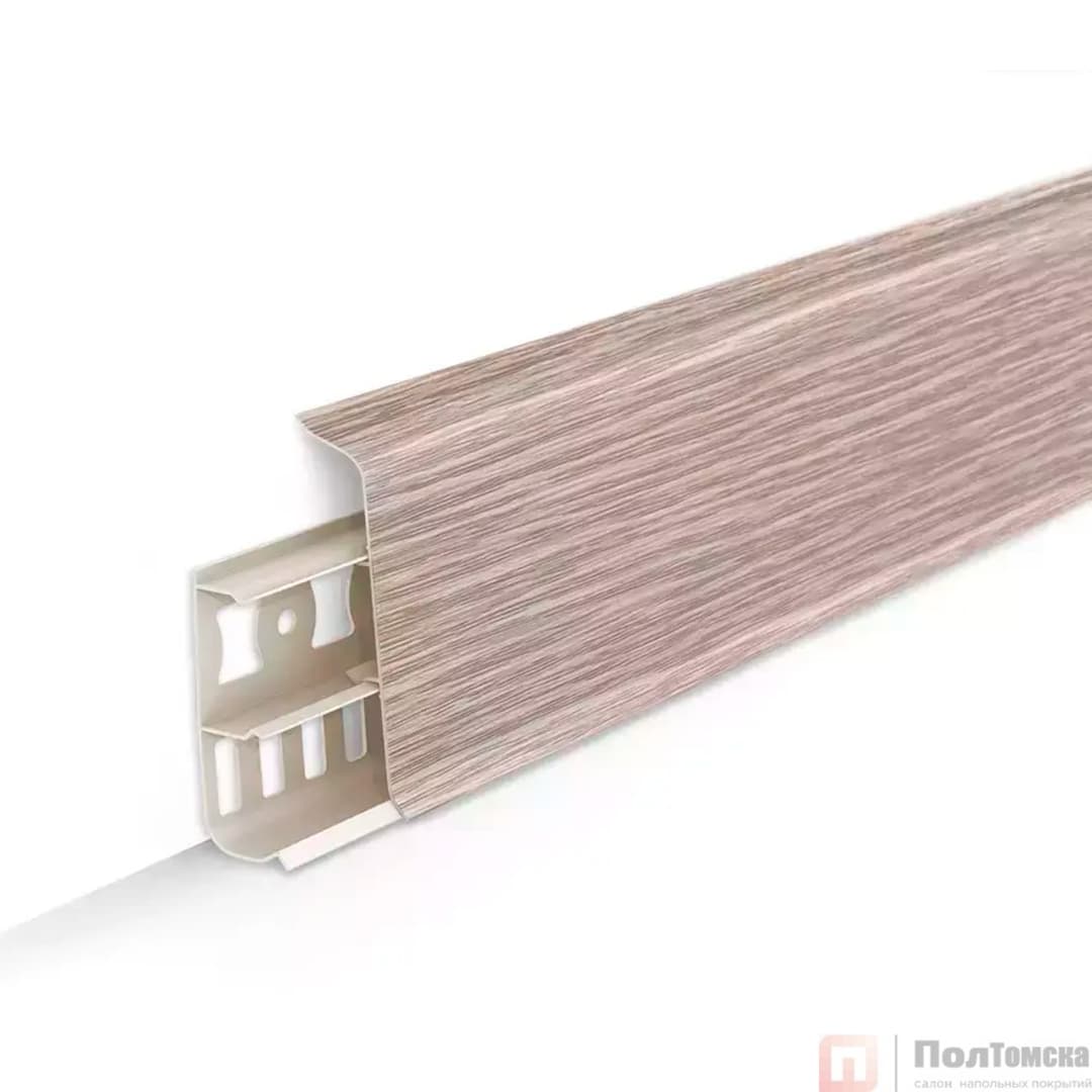 Плинтус напольный с кабель-каналами 70мм 2,2м "Деконика", 229 Дуб латте