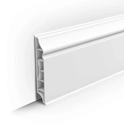 Плинтус напольный фигурный 80мм 2,2м "Идеал Дюра", 001 Белый