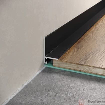 Микроплинтус 16-20мм 2,4м анод. черный матовый, шт