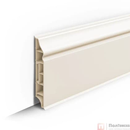 Плинтус напольный фигурный 80мм 2,2м "Идеал Дюра", 033 Кремово-белый