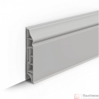 Плинтус напольный фигурный 80мм 2,2м "Идеал Дюра", 002 Светло-серый