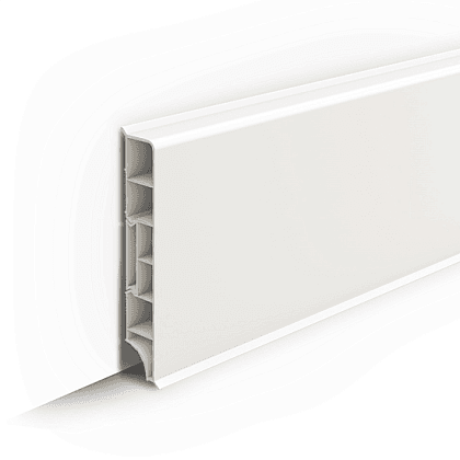 Плинтус напольный прямоугольный 80мм 2,2м "Идеал Дюра", 037Молочно-белый (10 шт/уп)