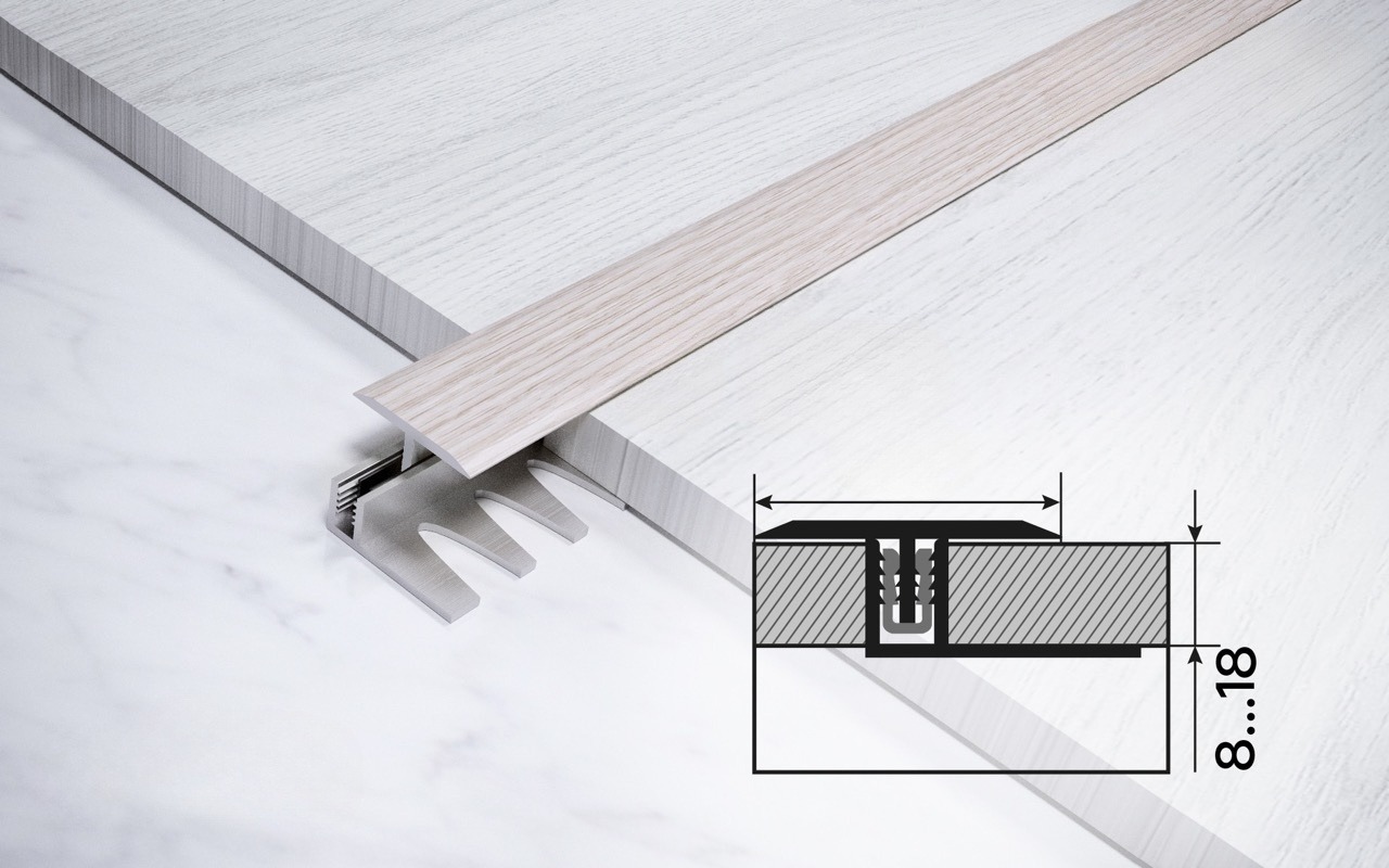 Стык Т-образный 23мм разносторонний 0,9 ясень серый