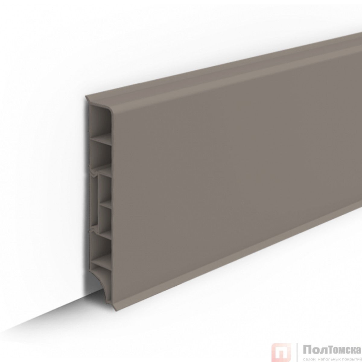 Плинтус напольный прямоугольный 80мм 2,2м "Идеал Дюра", 036 Платиново-серый