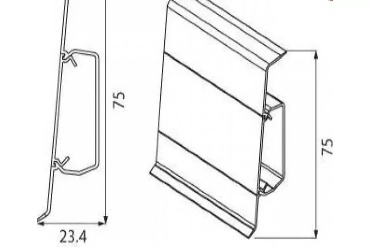 Плинтус пластиковый (ПВХ) CEZAR (Цезарь) Hi-Line №280 с кабель-каналом 75мм Польша
