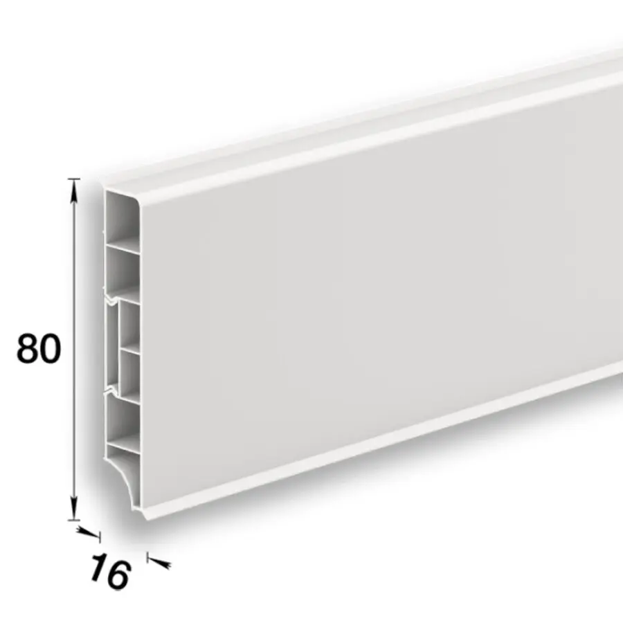 Плинтус напольный прямоугольный 80мм 2,2м "Идеал Дюра", 037Молочно-белый (10 шт/уп)