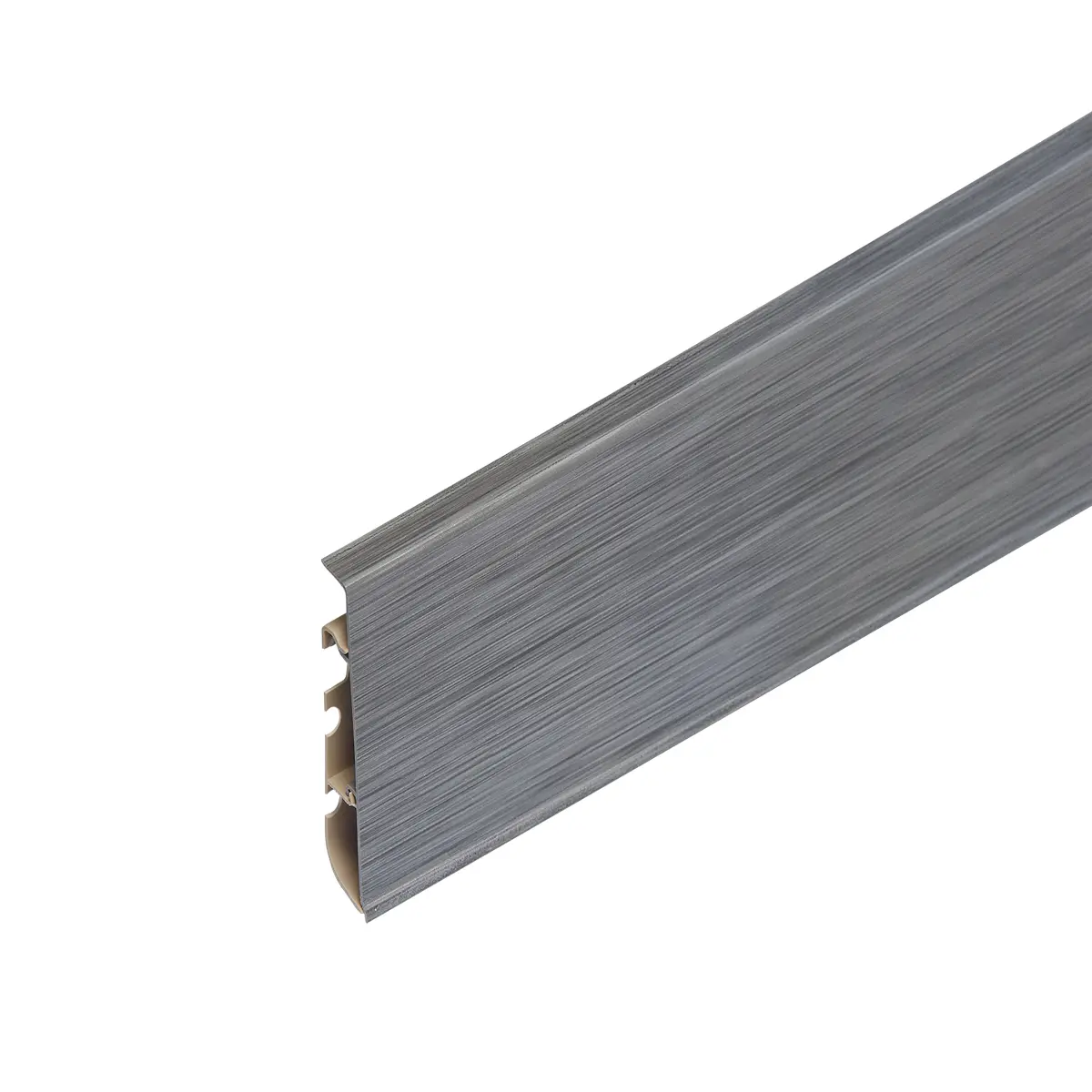 Плинтус Cezar Hi-Line Prestige матовый с мягким краем 330 Алюминий брашированный темный