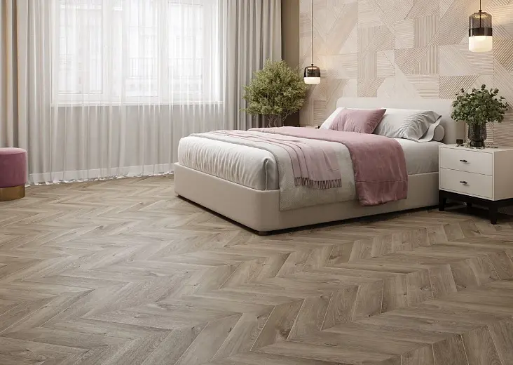 Клеевая кварцвиниловая плитка Alpine Floor Chevron LVT Дуб Натуральный Отбеленный ECO 20-3