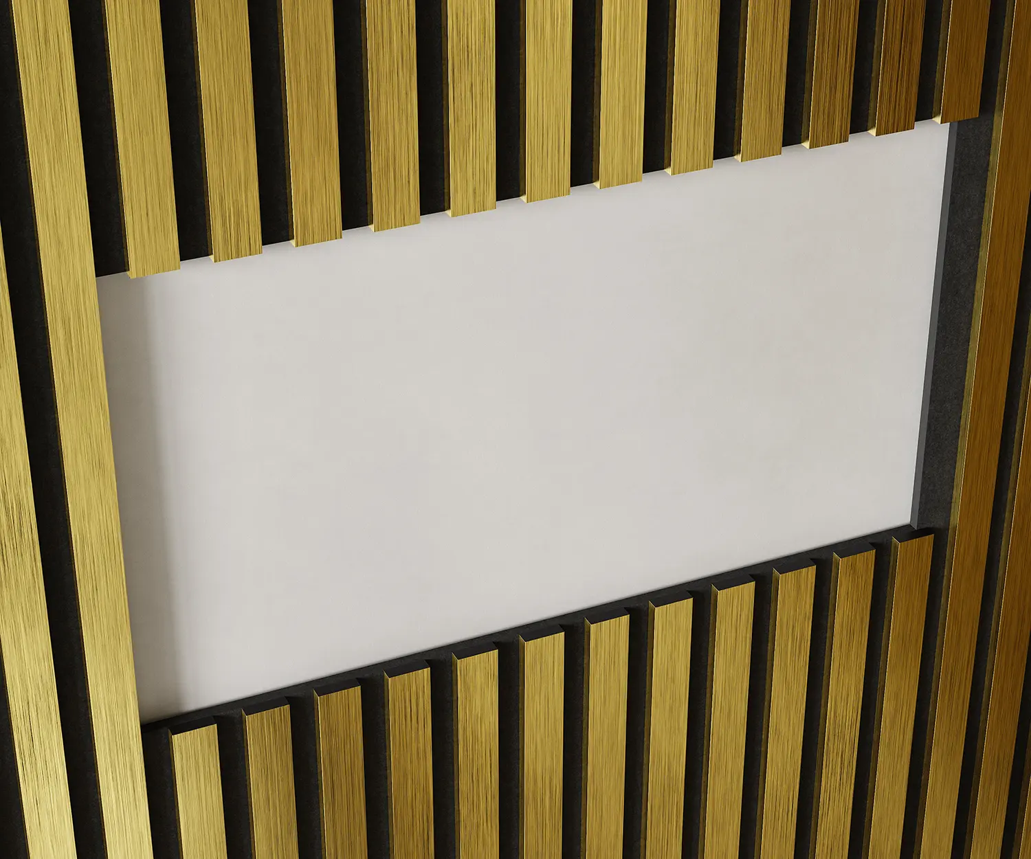 Комплект акуст.панелей, черный войлок, 3000х300х19мм, рейки ЭКОПОЛИМЕР, золото матовое/2шт., компл Комплект акуст.панелей, черный войлок, 3000х300х19мм, рейки ЭКОПОЛИМЕР, золото матовое/2шт., компл