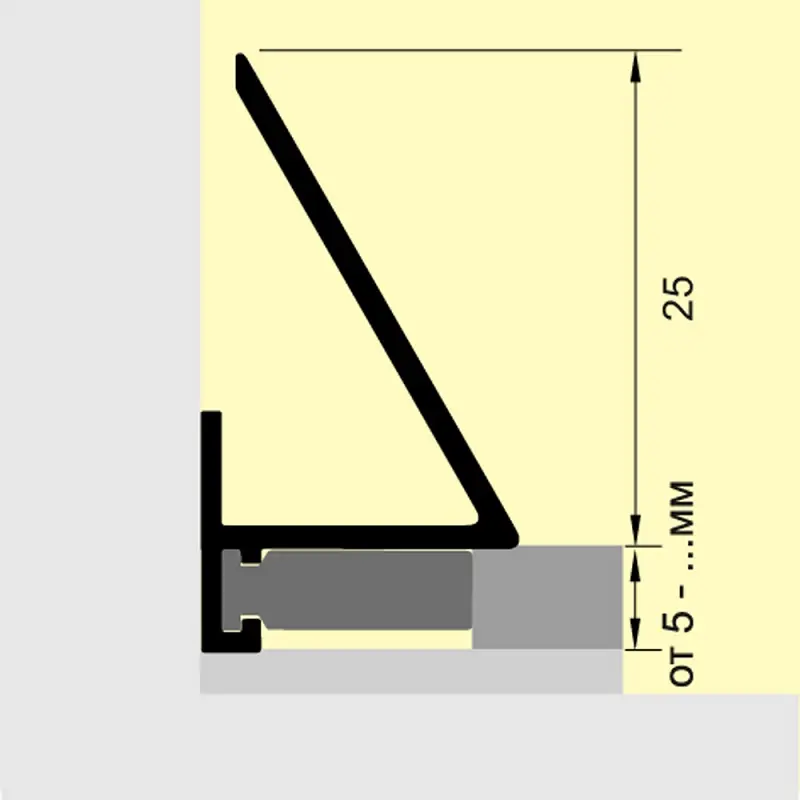 Микроплинтус угловой 16-25мм 2,4м анод. черный матовый