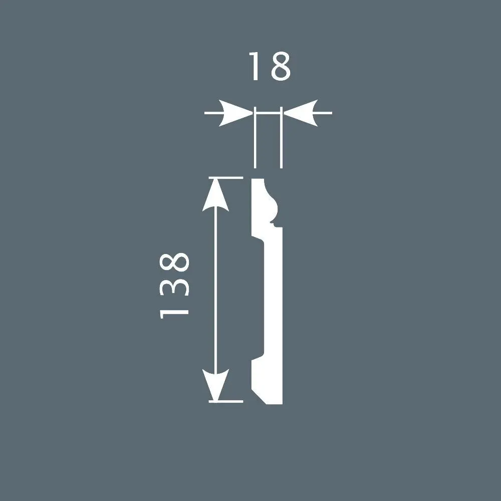 Плинтус PX006, 138х18, 2000мм, Экополимер/12