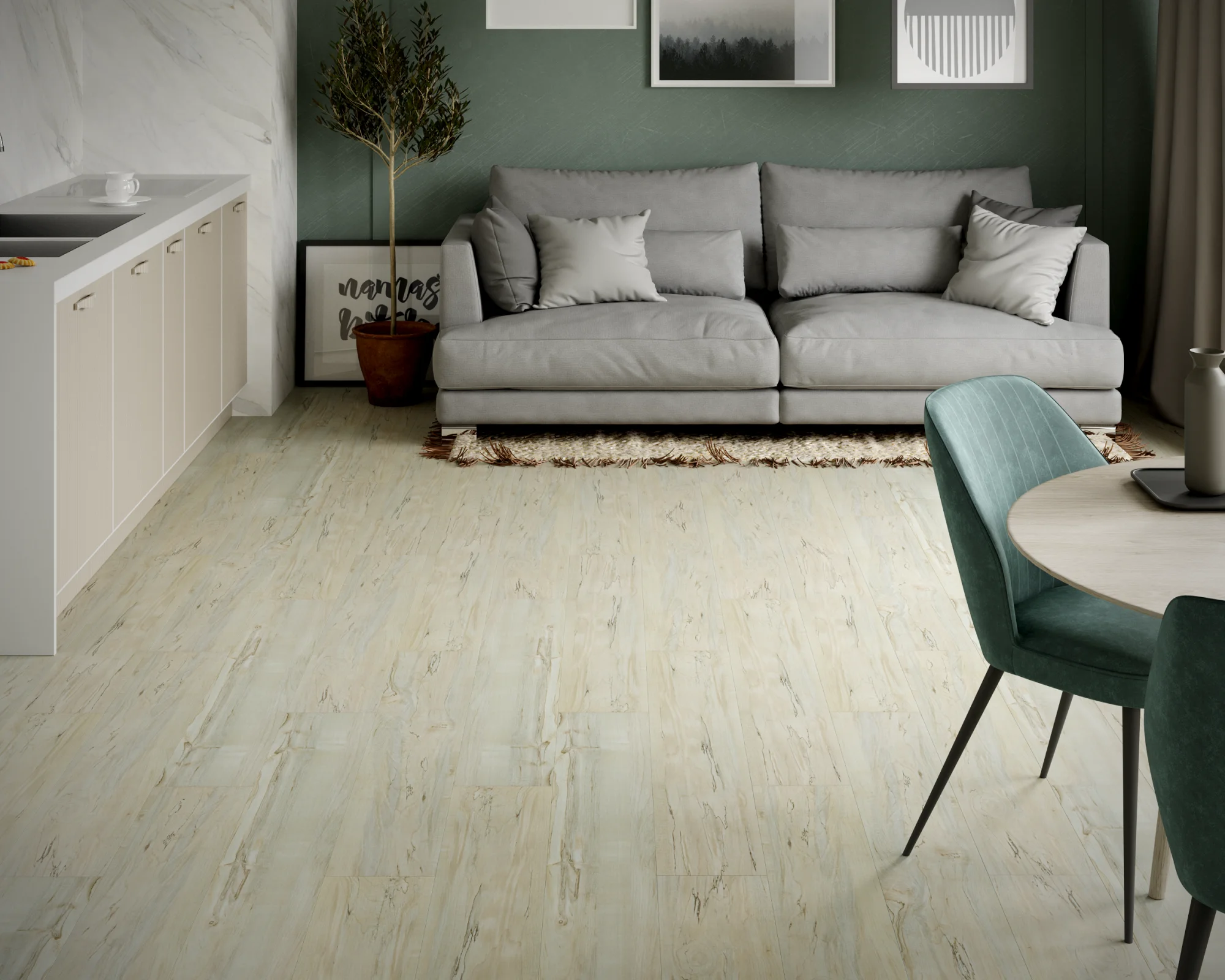 Кварцевый ламинат ArtTile Stone Optima Pro 40-5 APTN, Дуб Акация лазурная, (914х152x4мм)