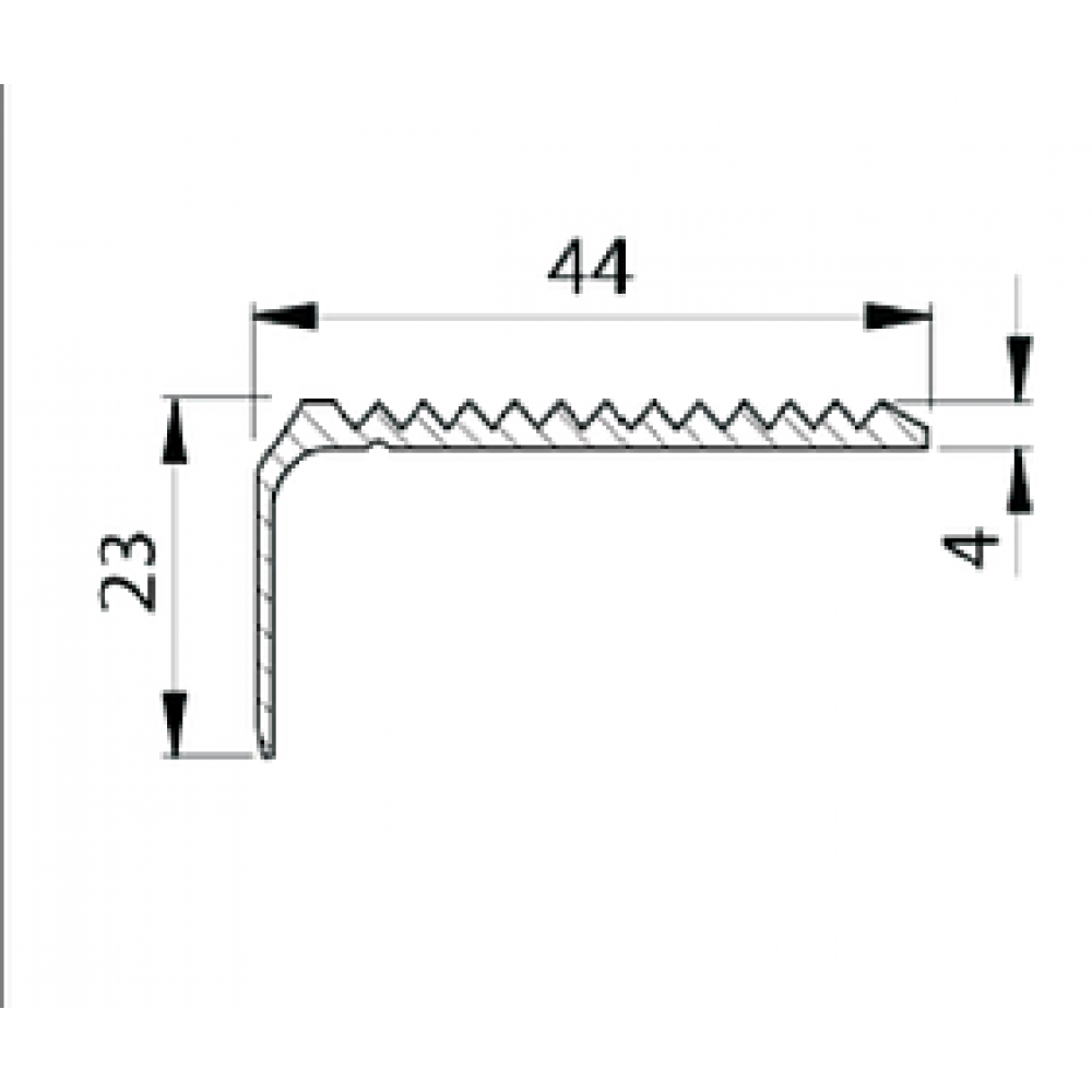 Порог-угол с зубцами 44 х 23мм х 2,0м алюминий медь антик
