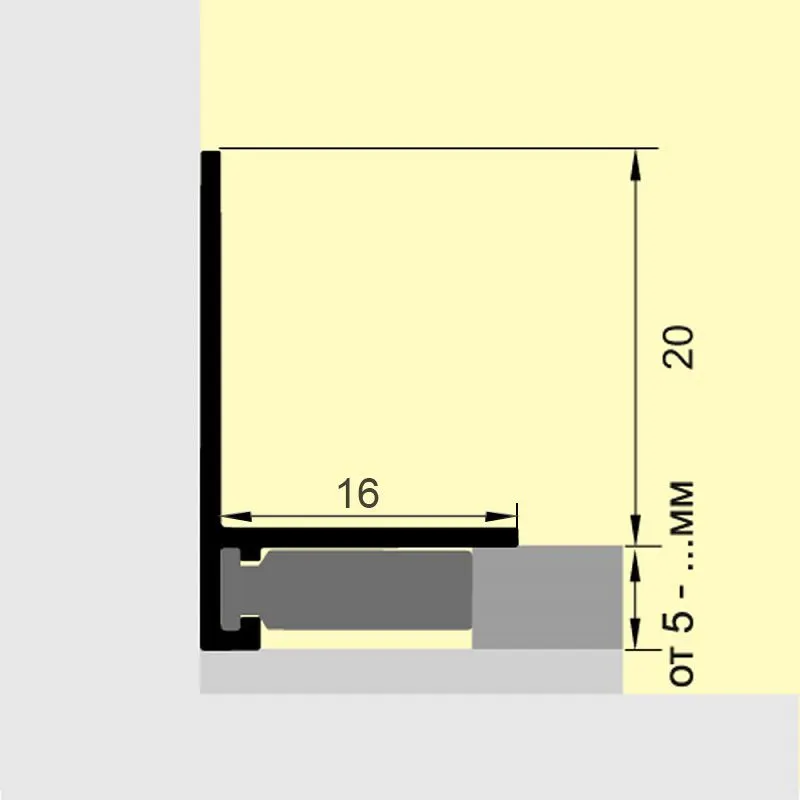 Микроплинтус 16-20мм 2,4м анод. серебро матовый, шт Микроплинтус 16-20мм 2,4м анод. серебро матовый, шт