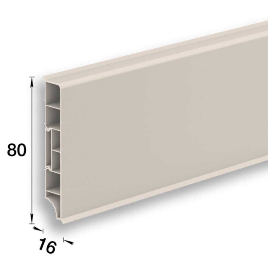 Плинтус напольный прямоугольный 80мм 2,2м "Идеал Дюра", 033Кремово-белый (10 шт/уп)