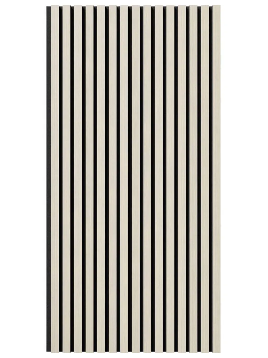 Акустическая панель, черный войлок, 1200х600х21мм, рейки МДФ, шпон дуб клэр светлый, шт