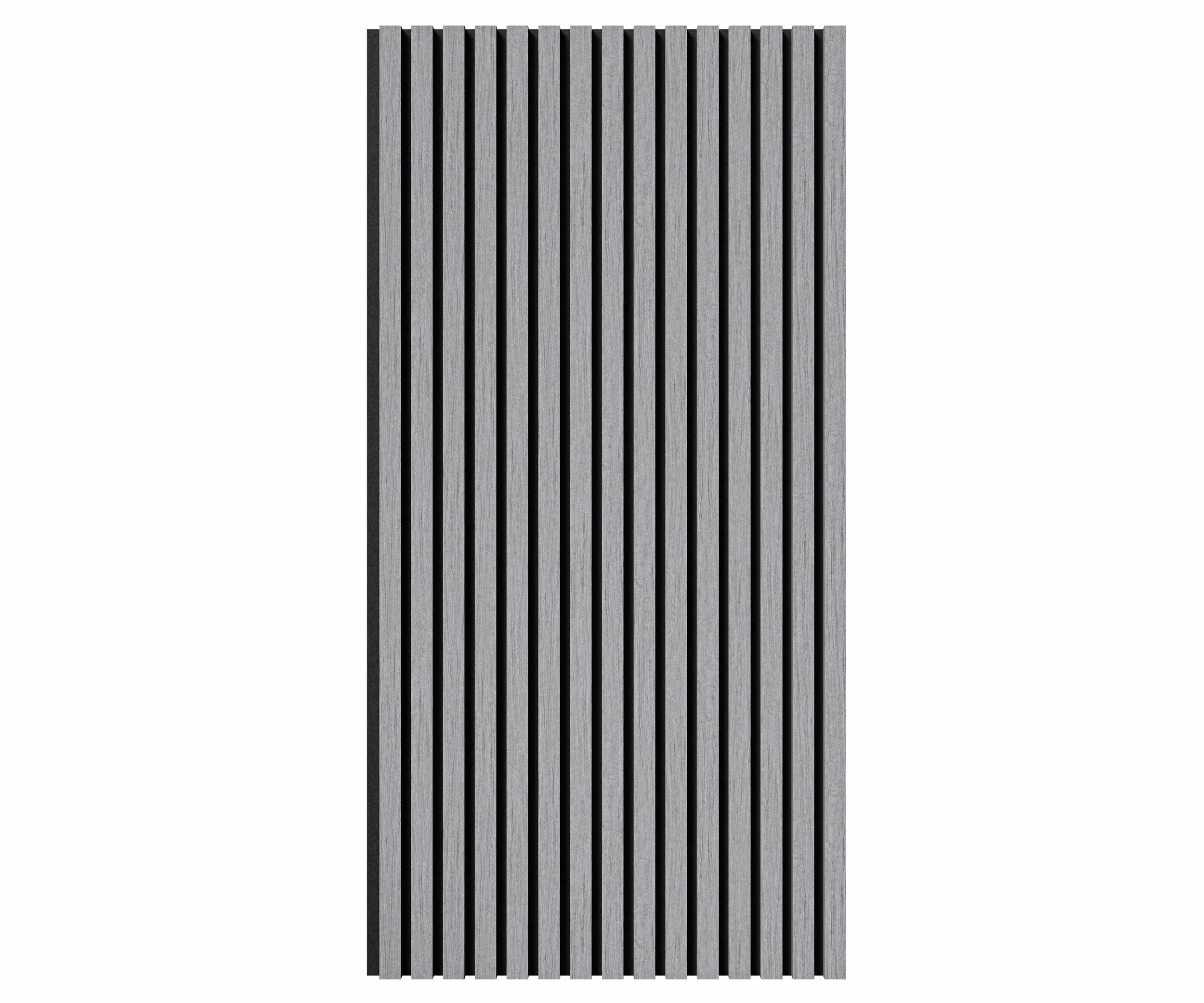 Акустическая панель, черный войлок, 1200х600х21мм, рейки МДФ, шпон дуб ардженто светло-серый, шт