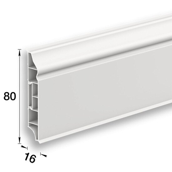 Плинтус напольный фигурный 80мм 2,2м "Идеал Дюра", 037 Молочно-белый