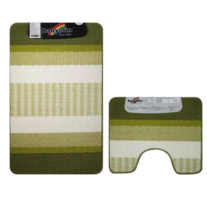 Коврик в ванную STARLOOP двойной ЗЕЛЁНЫЙ 550 х 900 , 550 х 450 мм 100% полиэстер , ворс 6 мм, код: 00824