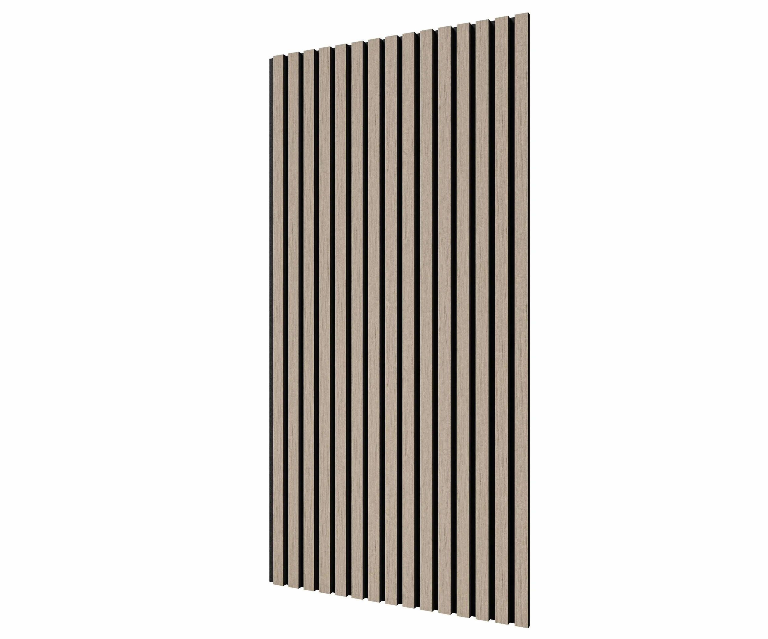 Акустическая панель, черный войлок, 1200х600х21мм, рейки МДФ, шпон дуб латте бежевый, шт