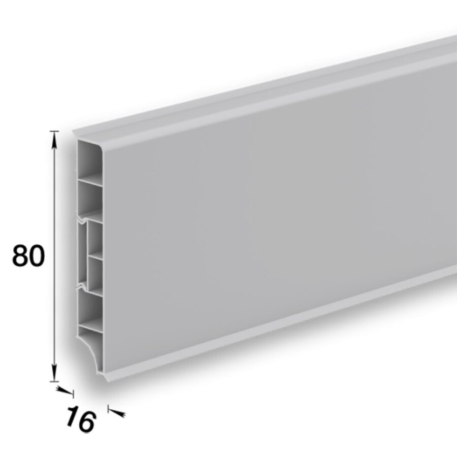 Плинтус напольный прямоугольный 80мм 2,2м "Идеал Дюра", 002Светло-серый (10 шт/уп)