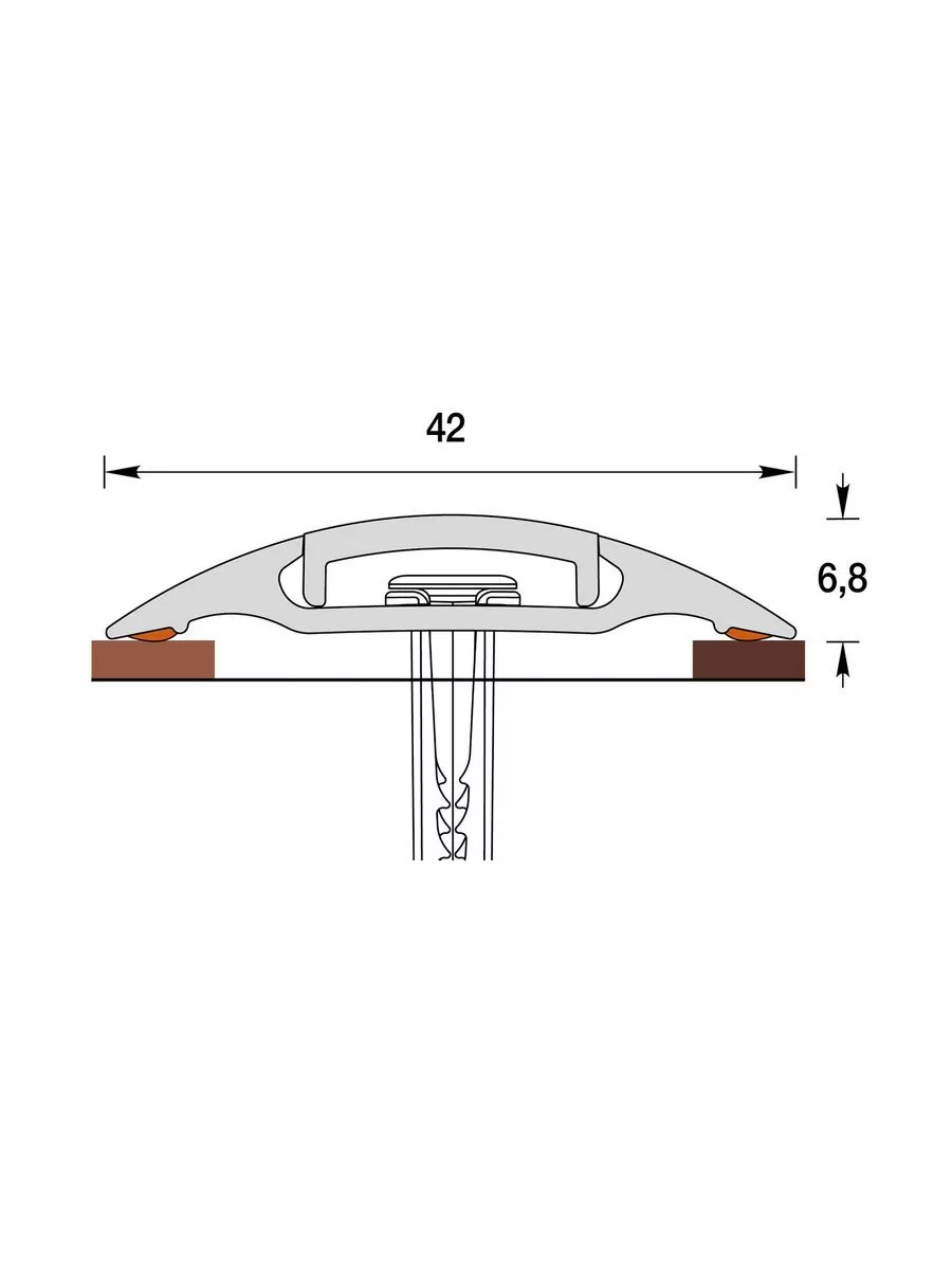 Порог с монтажным каналом (с дюб-гвоздями) 42мм 1,8 "Идеал" 351/Каштан Порог с монтажным каналом (с дюб-гвоздями) 42мм 1,8 "Идеал" 351/Каштан