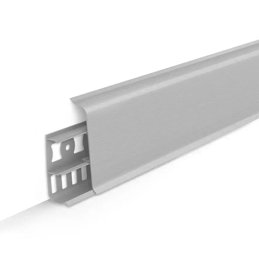 Плинтус напольный с кабель-каналами 70мм 2,2м "Деконика", 002 Светло-серый