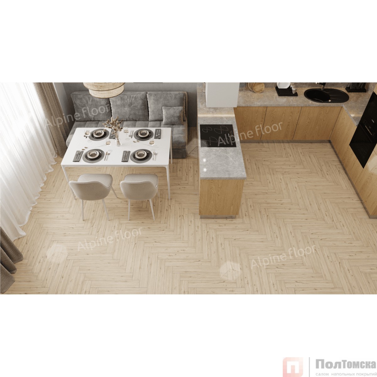 Ламинат Alpine Floor Original Herringbone 12 Pro Дуб Лион LF106-01