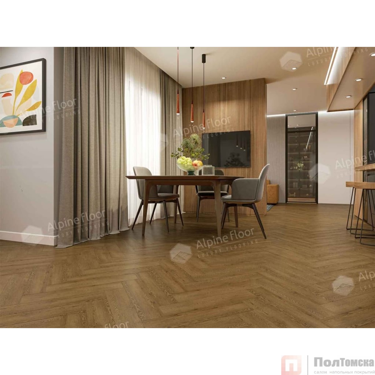 Кварц-виниловая плитка Alpine Floor Parquet LVT  Дуб Селена ECO 16-32
