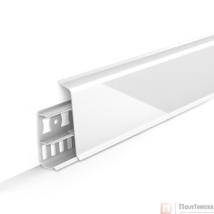 Плинтус напольный с кабель-каналами 85мм 2,2м "Деконика", 001-G Белый глянцевый