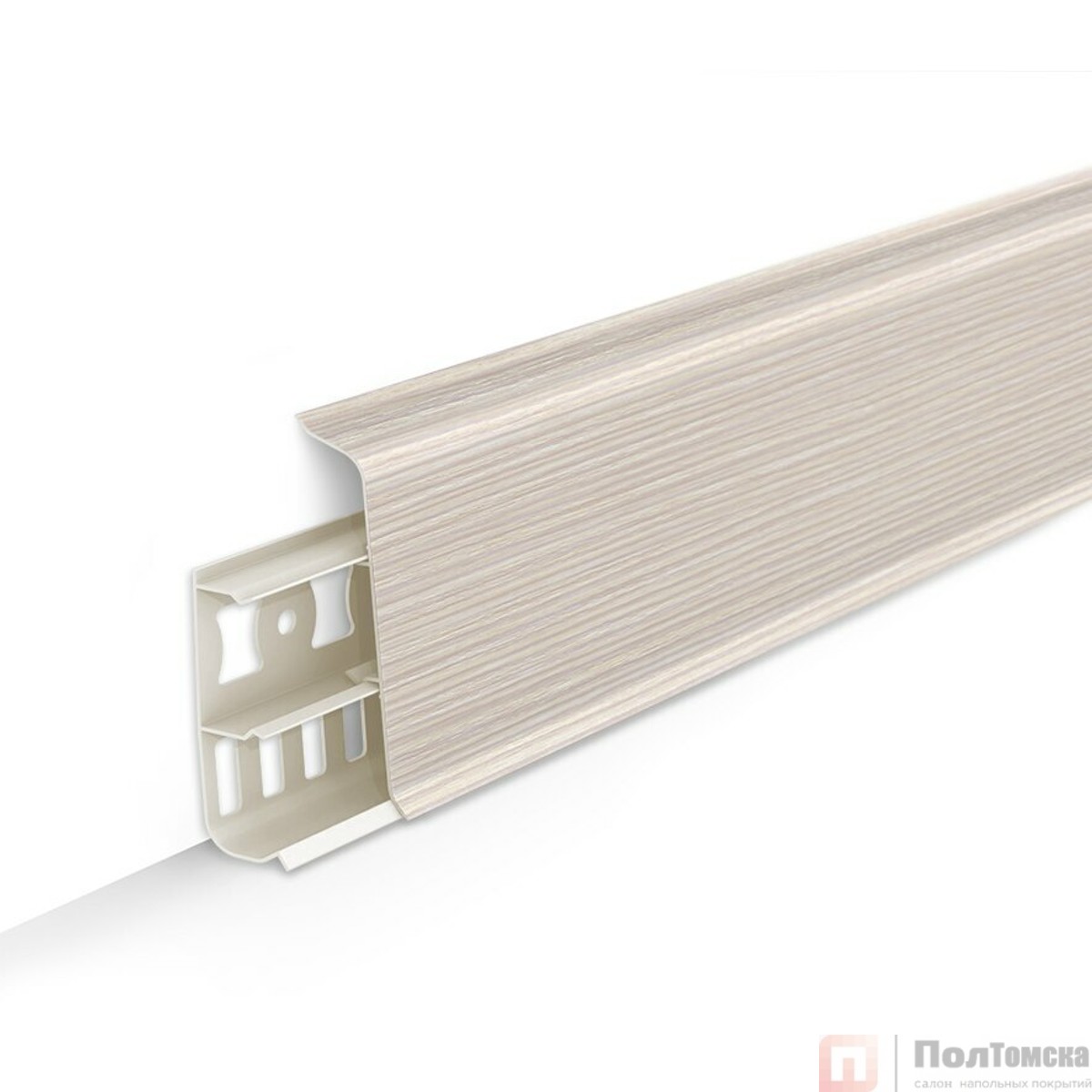 Плинтус напольный с кабель-каналами 85мм 2,2м "Деконика", 266 Клен светлый