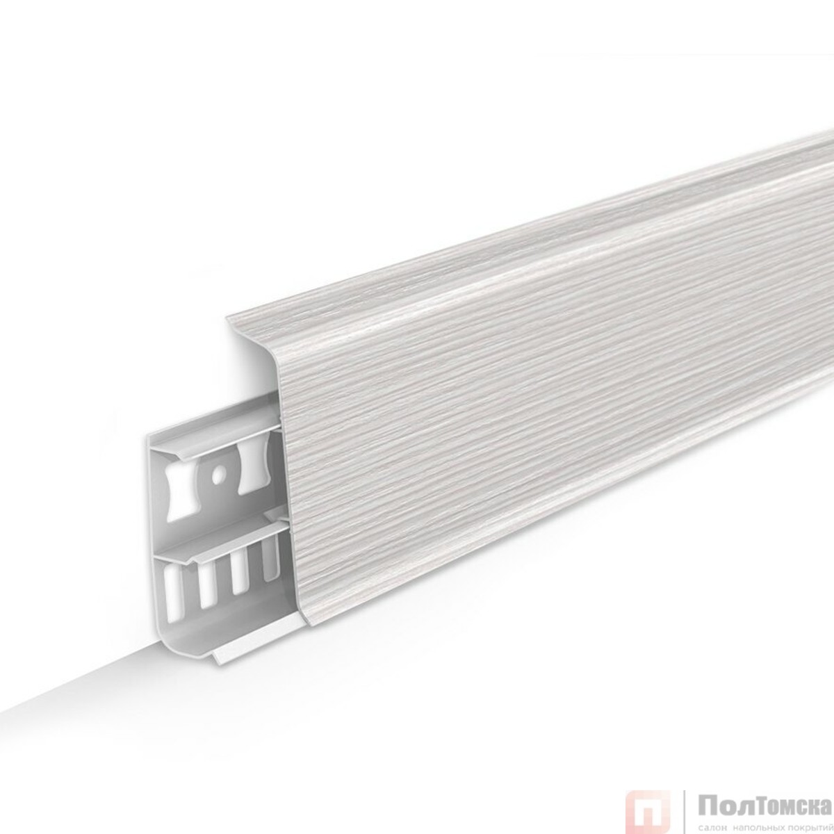 Плинтус напольный с кабель-каналами 70мм 2,2м "Деконика", 255 Ясень бьянко