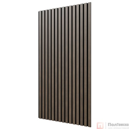 Акустическая панель, черный войлок, 1200х600х21мм, рейки МДФ, шпон дуб маррон коричневый, шт