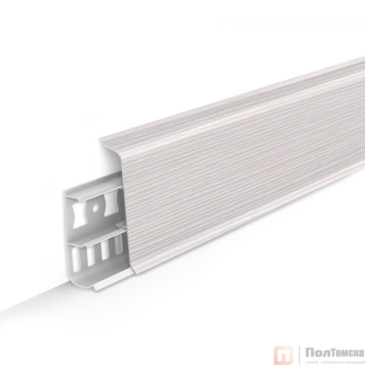 Плинтус напольный с кабель-каналами 85мм 2,2м "Деконика", 255 Ясень бьянко