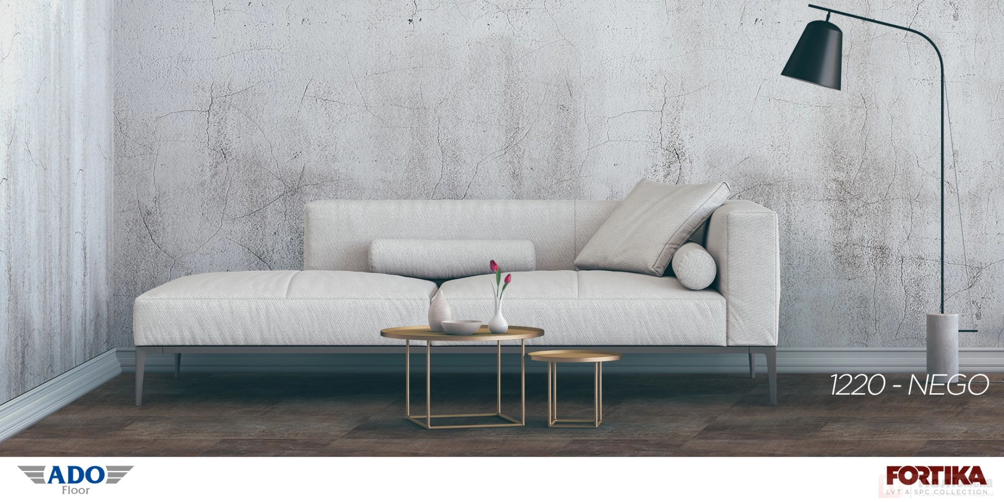 SPC ламинат дуб Nego 1220 FORTIKA ADO FLOOR