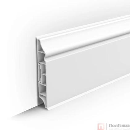 Плинтус напольный фигурный 80мм 2,2м "Идеал Дюра", 001 Белый