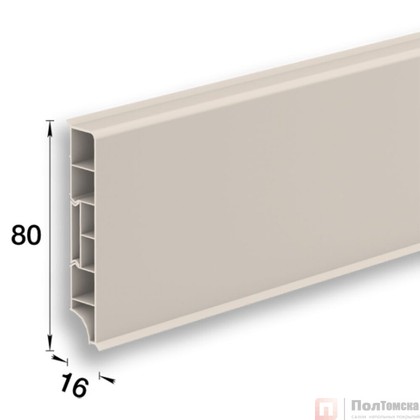 Плинтус напольный прямоугольный 80мм 2,2м "Идеал Дюра", 033Кремово-белый (10 шт/уп)