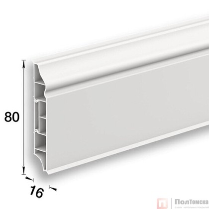 Плинтус напольный фигурный 80мм 2,2м "Идеал Дюра", 037 Молочно-белый