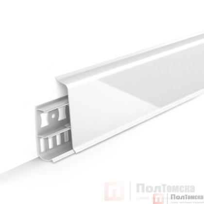 Плинтус напольный с кабель-каналами 70мм 2,2м "Деконика", 001-G Белый глянцевый