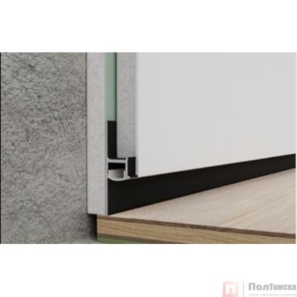 Плинтус потайной 50х15 мм 2,5м с рассеивателем анод. черный матовый