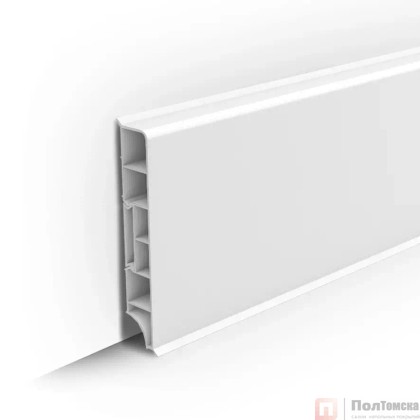 Плинтус напольный прямоугольный 80мм 2,2м "Идеал Дюра", 001 Белый (10 шт/уп)